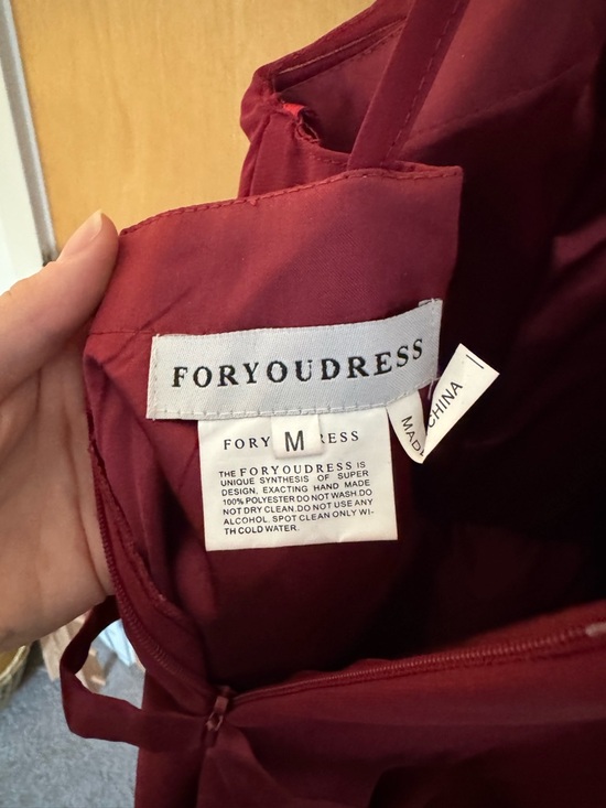 Halter Chiffon Floor-Length Evening Dress in Burgundy - Picture 3 of 3